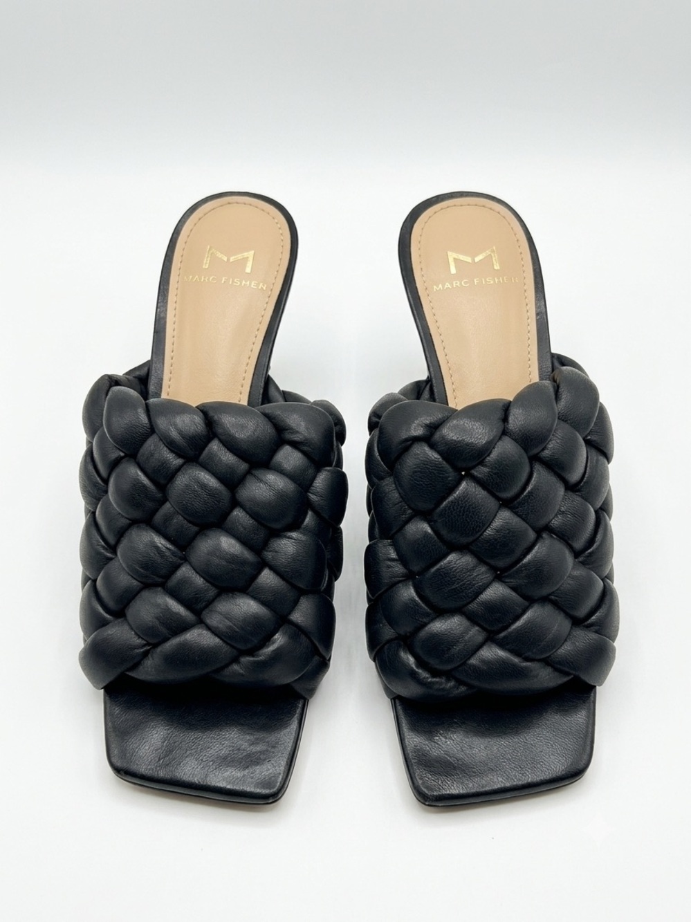 Marc Fisher Black Braided Mule Heels Size 6.5M